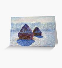 Claude Monet Haystacks in Snow and Sun Greeting Card