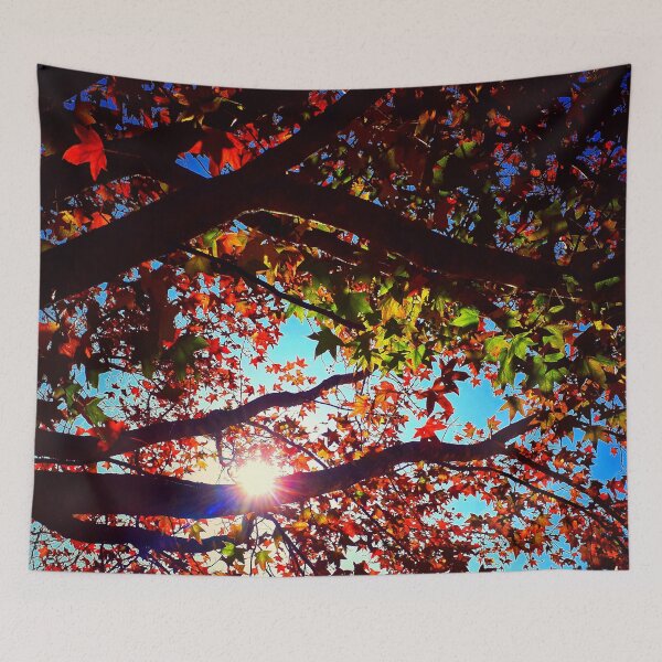 Item preview, Autumn Leaves Dark Tree Branches Sunshine Sunlit Glowing Leaves designed and sold by Beachy.