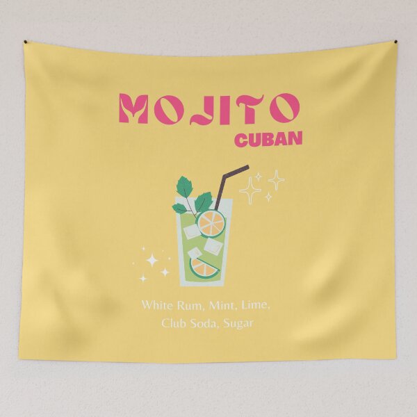 Item preview, Mojito, Cocktail, Drinks, Cocktail Art, Retro Cocktail Art, Preppy, Yellow designed and sold by Magic Love Art Print.