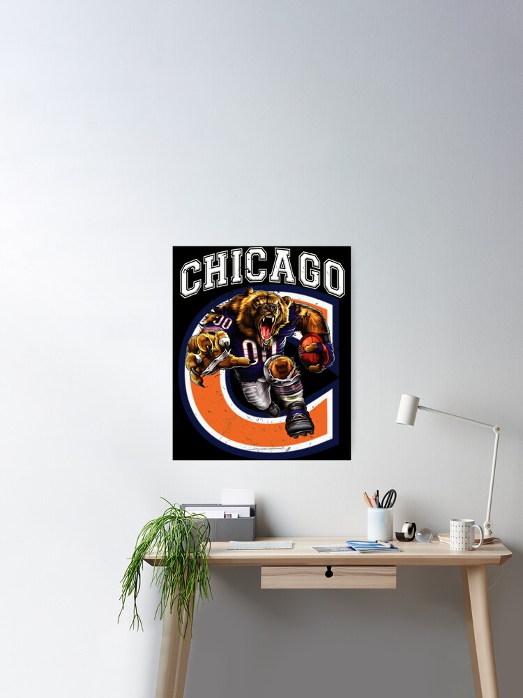 Chicago Bears Official NFL Football Team Logo and Script Poster