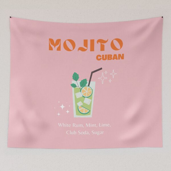 Item preview, Mojito, Cocktail, Drinks, Cocktail Art, Retro Cocktail, Preppy, Preppy Room, Pink designed and sold by Magic Love Art Print.