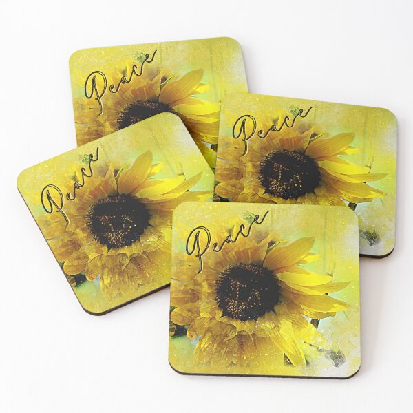 Item preview, Sunflower design with the word "peace" designed and sold by TjsDesignsnMore.