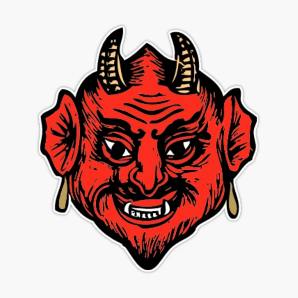Horned Red Satan Devil Face Sticker for Sale by BlackStarGirl