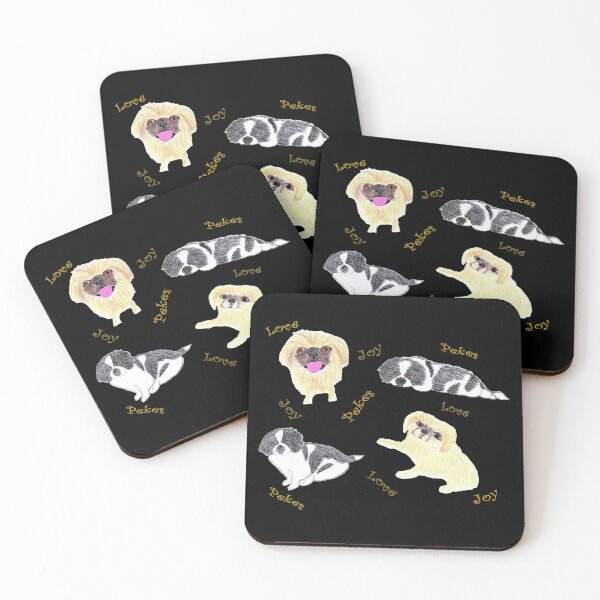 Item preview, Love, Joy, & Cute Peke Puppy Dogs (Black with Gold letters) designed and sold by DeeDeee1970.