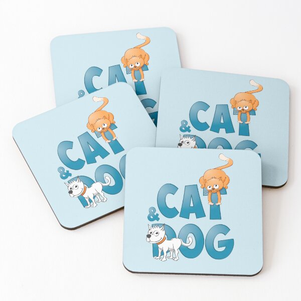 Item preview, Funny and colorful Cat and dog illustration.  designed and sold by Stef Ringoot, cartoons and illustrations.
