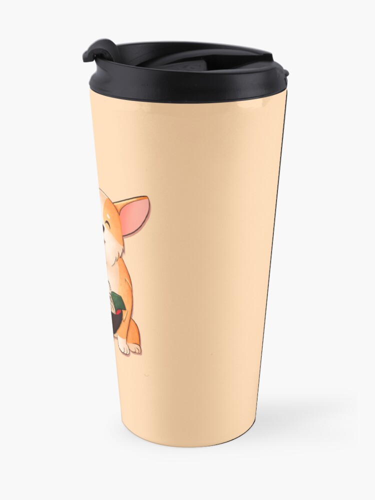 Alternate view of Corgi eats ramen Travel Coffee Mug