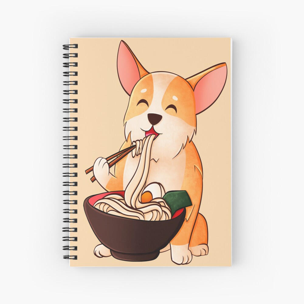 Corgi eats ramen Spiral Notebook
