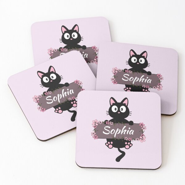Item preview, Sophia Floral Cat Name Plate designed and sold by Coffee Lifestyle.