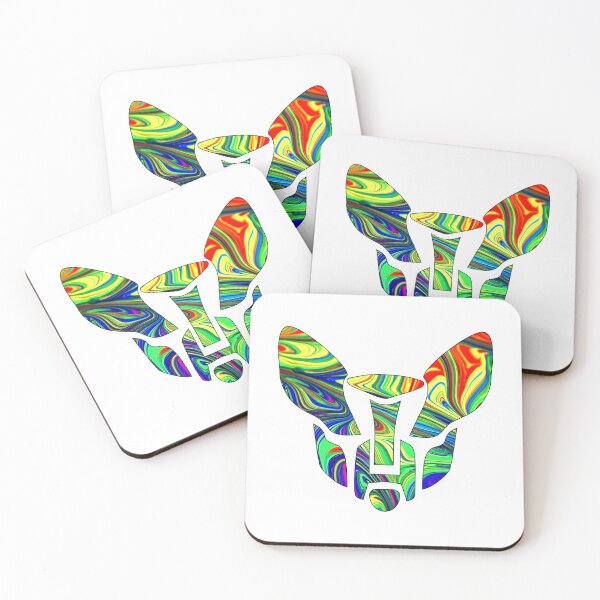 Item preview, CyberFox without text - the cyber fox in psychedelic colors with raised ears designed and sold by Kminos.