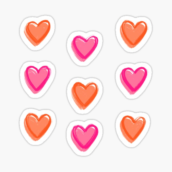 Item preview, Pink and Orange Hearts designed and sold by AestheticAnnette.