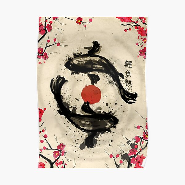 Vintage Japanese Koi Fish Poster