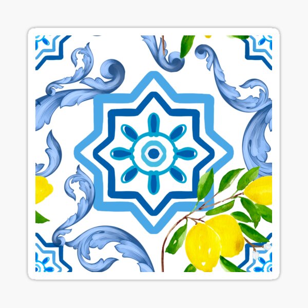 Item preview, Sicilian tiles,mediterranean,mosaic,lemons  designed and sold by MariaMarinova.