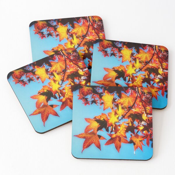 Item preview, Warm Autumn Tones Leaves Autumnal Hues Orange Leaves and Blue Sky designed and sold by Beachy.