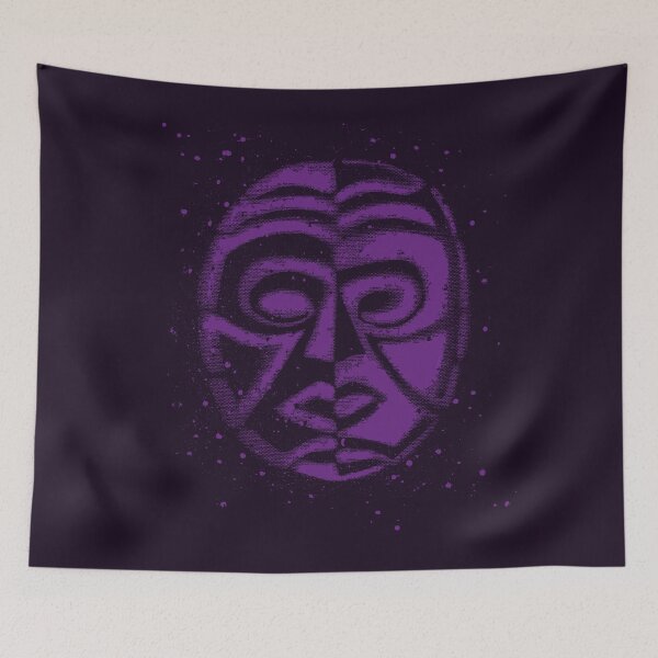 Item preview, Tiki, yin yang, grunge mask design in purple designed and sold by Anomalypark.
