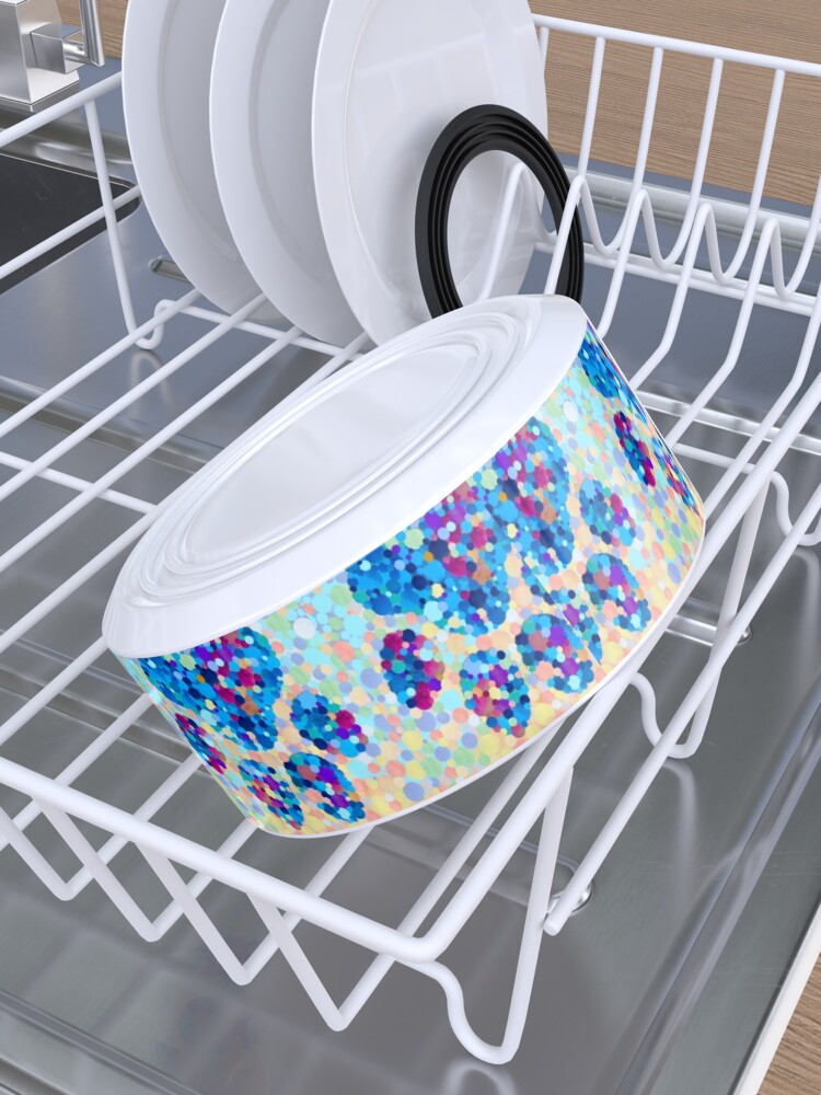 Alternate view of Colorful Mosaic Paw Print Cute Dog And Cat Art Pet Bowl