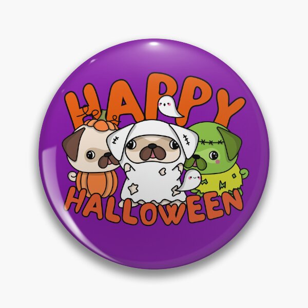 Item preview, Happy Halloween! Spooky pugs in costumes Spooktober 2022 design designed and sold by to-esu.