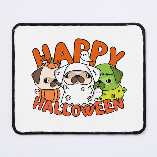Item preview, Happy Halloween! Spooky pugs in costumes Spooktober 2022 design designed and sold by to-esu.
