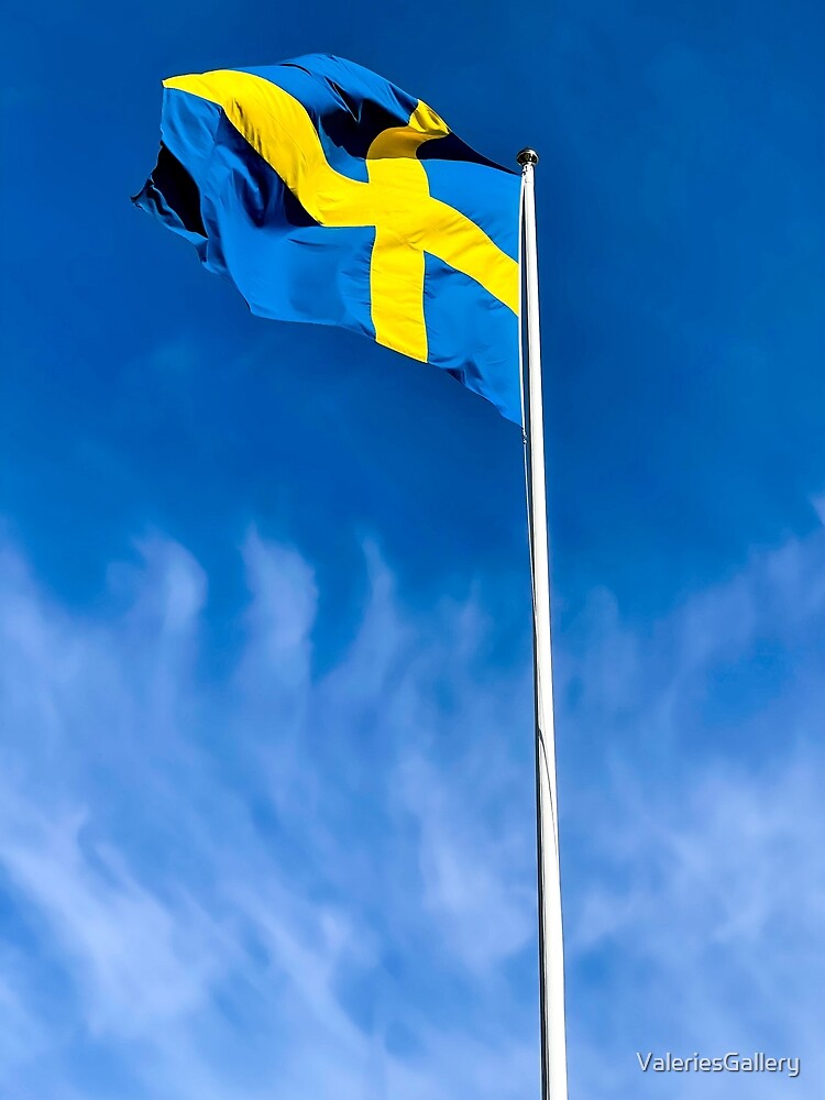 "Swedish Flag Blue and Yellow Nordic Cross Sky" Poster for Sale by
