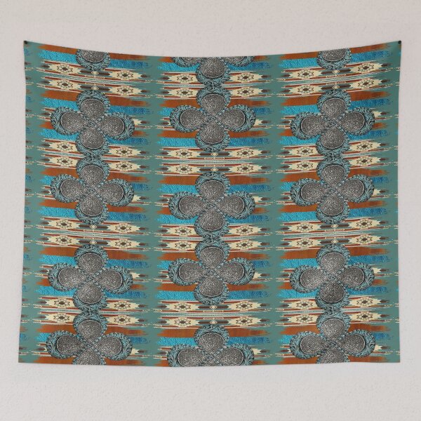 Item preview, Western Design With Tribal Pattern, Tooled Leather And Turquoise. designed and sold by handsoftime2020.