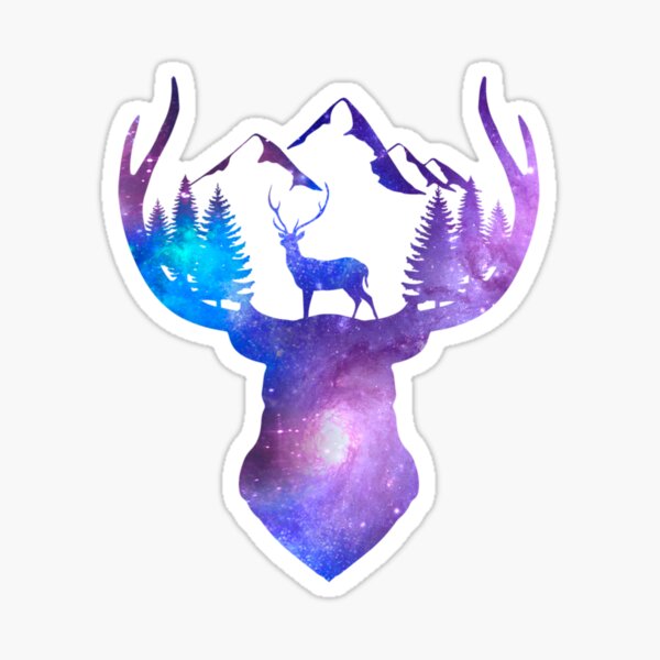 abstract galaxy deer Sticker