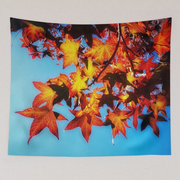 Item preview, Warm Autumn Tones Leaves Autumnal Hues Orange Leaves and Blue Sky designed and sold by Beachy.