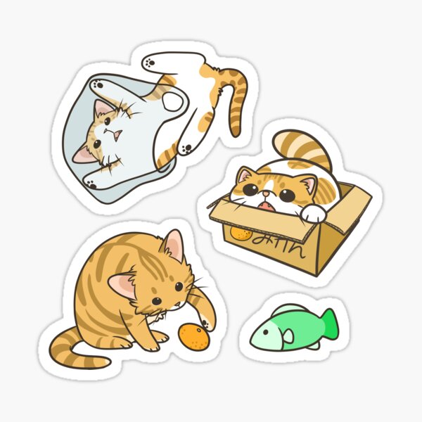 Orange and White Cats  Sticker