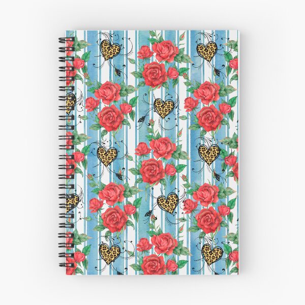 Aperçu de l'œuvre French Country Stripe et roses fantaisistes avec des cœurs de guépard créée et vendue par Trimzz.