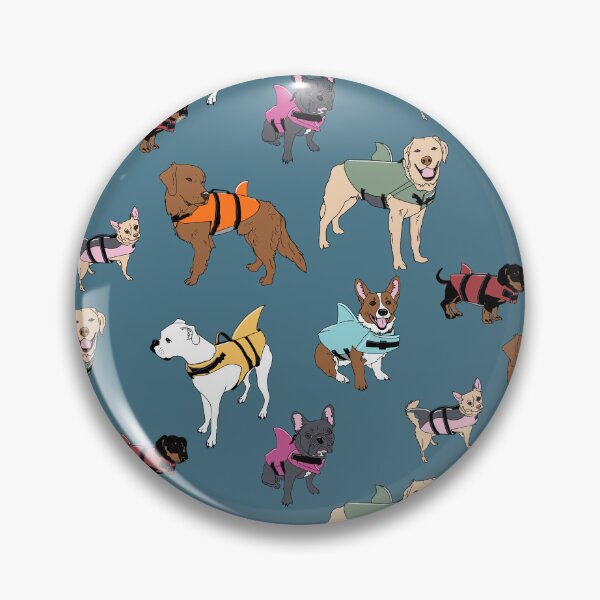 Item preview, Dog Sharks on blue designed and sold by Quick Brown Fox Canada.