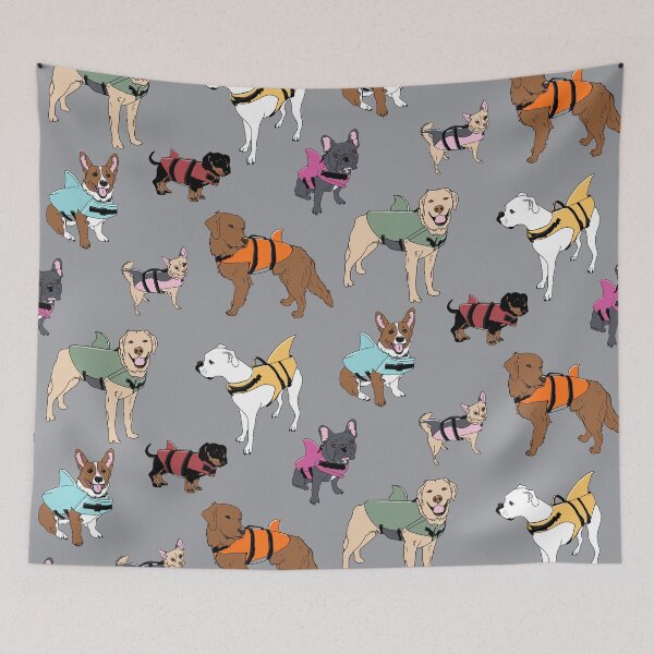Item preview, Dog Sharks on grey designed and sold by Quick Brown Fox Canada.