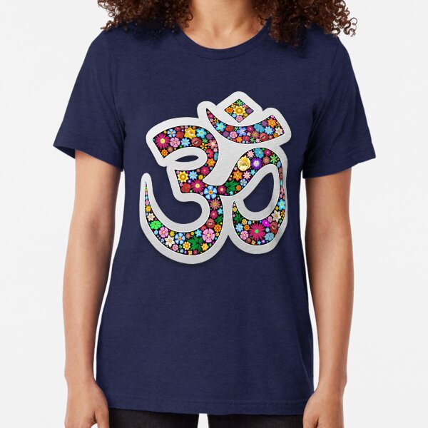 Namaste Floral Yoga Symbol Tri-blend T-Shirt
