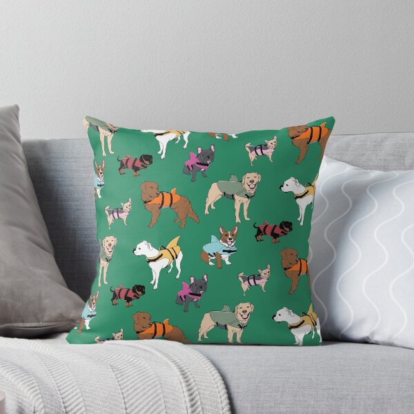 Item preview, Dog Sharks on Green designed and sold by Quick Brown Fox Canada.