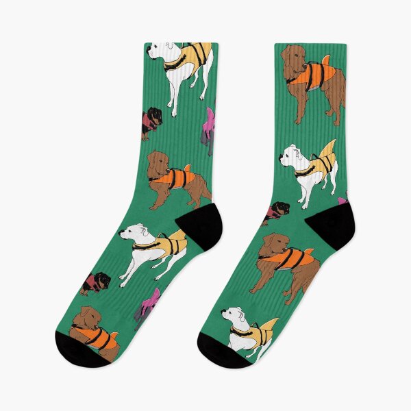 Item preview, Dog Sharks on Green designed and sold by Quick Brown Fox Canada.