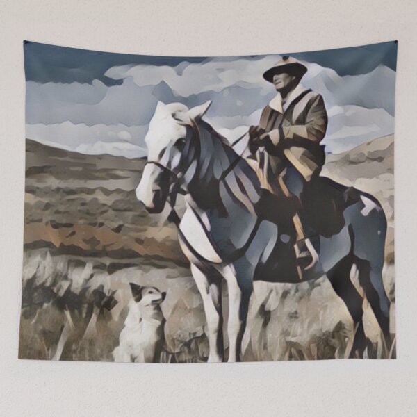 Item preview, Lone Cowboy on Horse With Dog designed and sold by No1Equestrian.