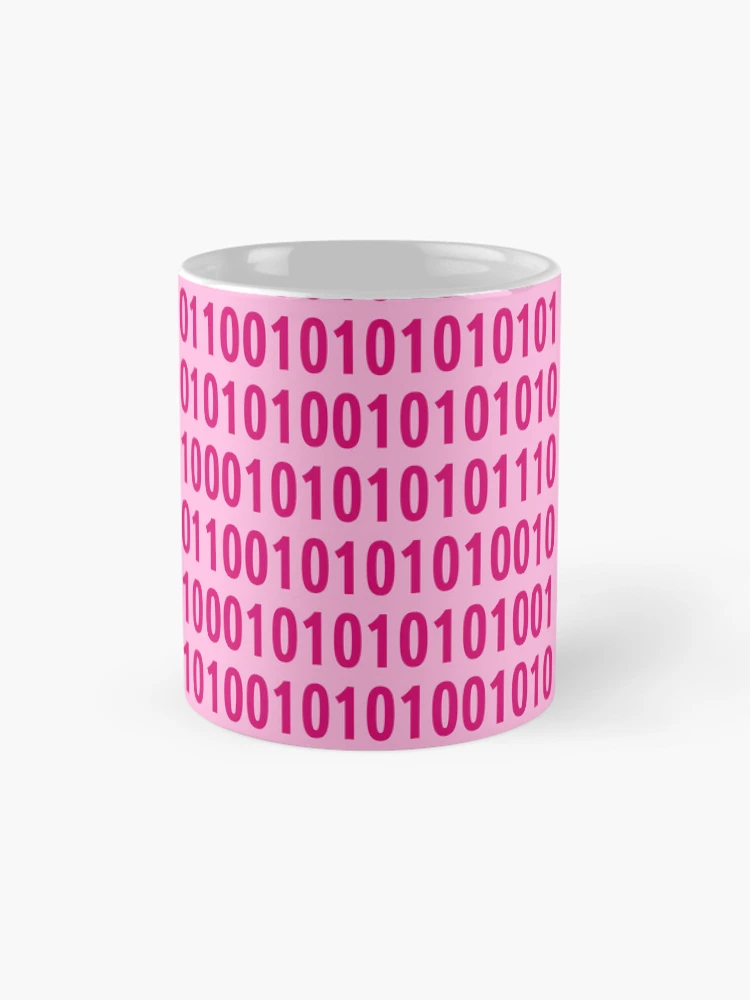 Thumbnail 4 of 6, Coffee Mug, pink binary code pattern designed and sold by AurelsPrints.