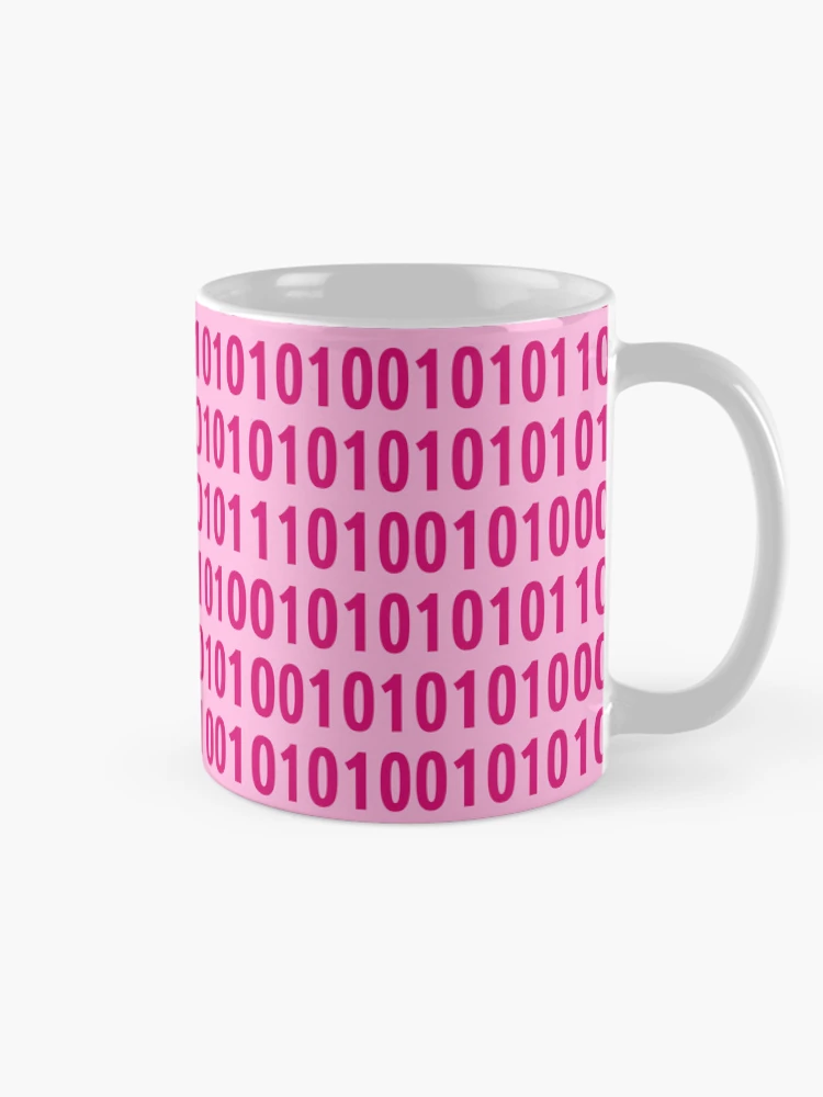 Thumbnail 3 of 6, Coffee Mug, pink binary code pattern designed and sold by AurelsPrints.