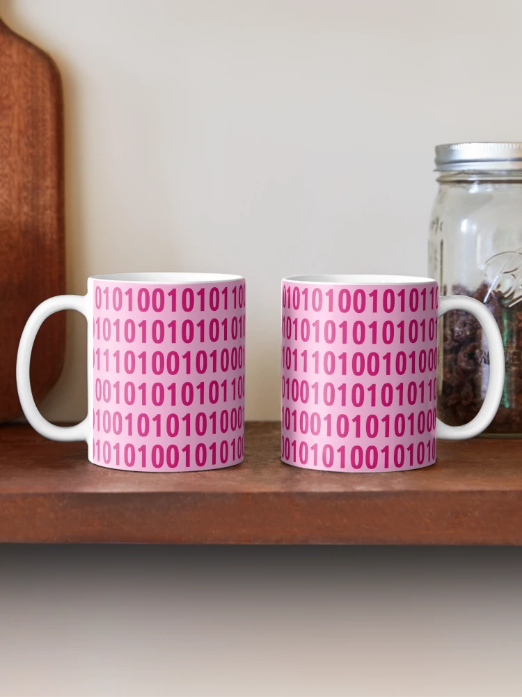 Thumbnail 2 of 6, Coffee Mug, pink binary code pattern designed and sold by AurelsPrints.