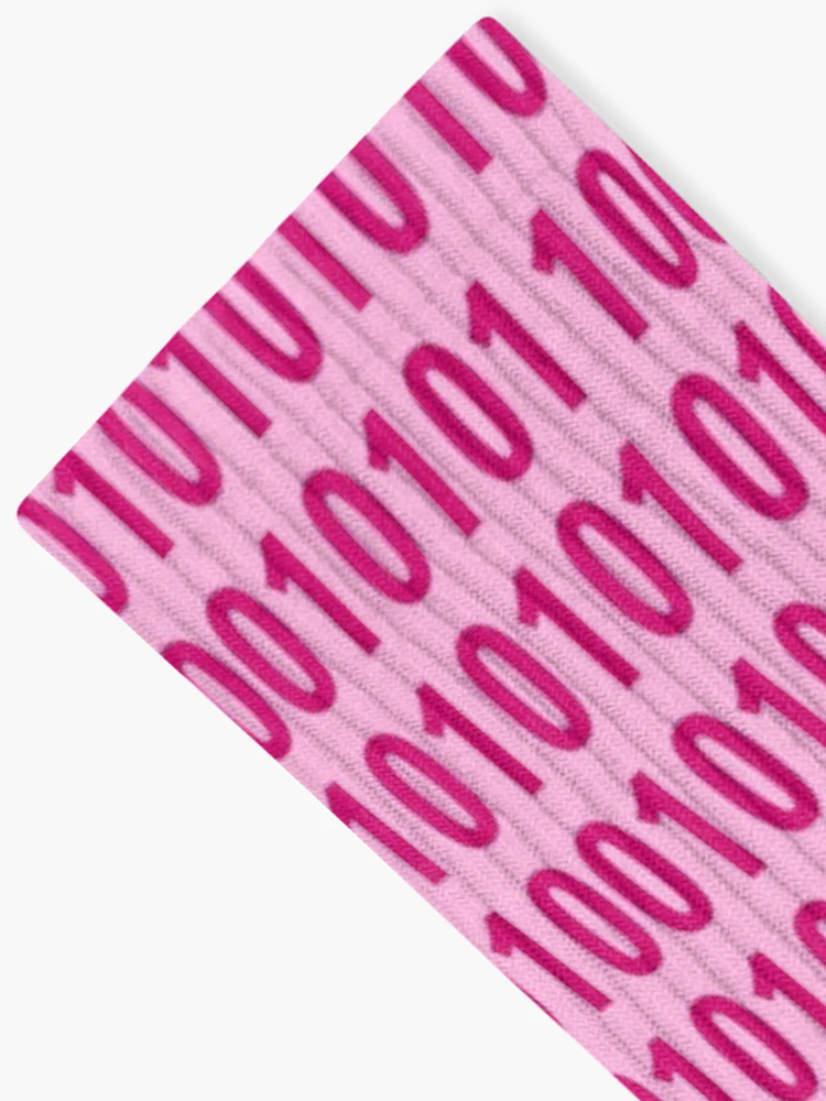 Thumbnail 2 of 5, Socks, pink binary code pattern designed and sold by AurelsPrints.