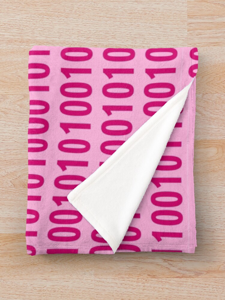 Thumbnail 3 of 6, Throw Blanket, pink binary code pattern designed and sold by AurelsPrints.