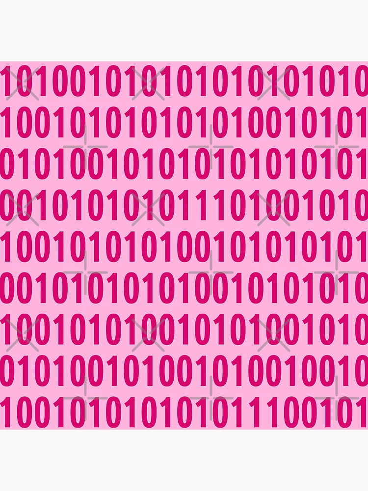 Thumbnail 4 of 4, Clock, pink binary code pattern designed and sold by AurelsPrints.