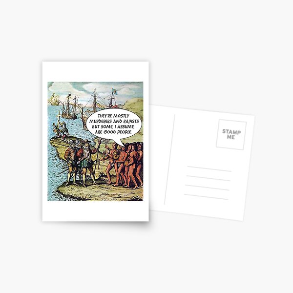 Columbus Arrives in the Americas - Anti Trump Postcard