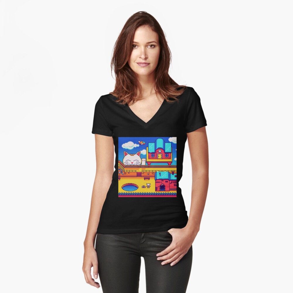 Item preview, Fitted V-Neck T-Shirt designed and sold by djspacegr.