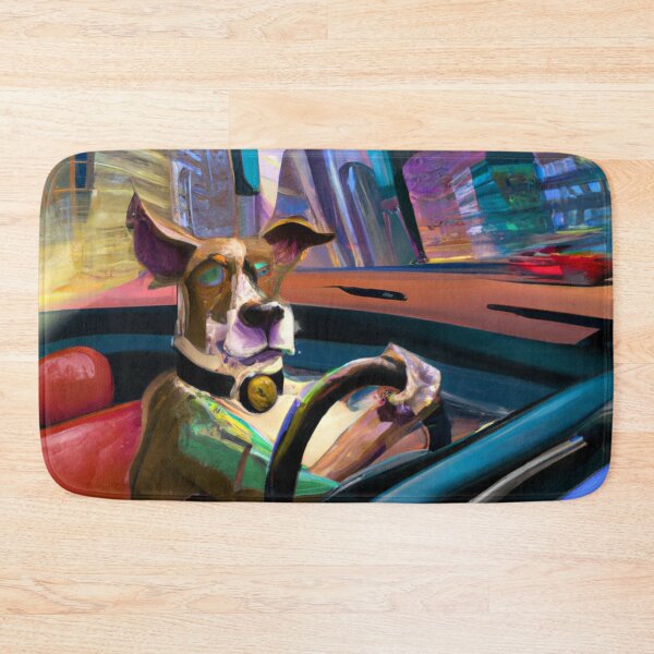 Item preview, Dog driving a car in a futuristic city designed and sold by Zestpond.