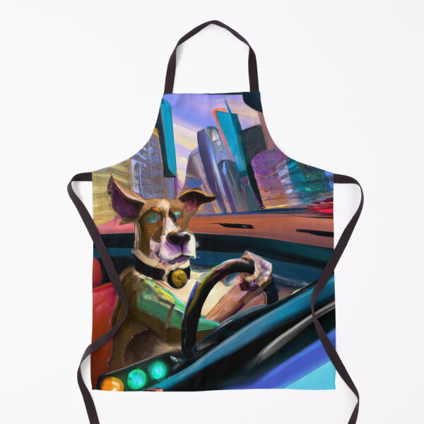 Item preview, Dog driving a car in a futuristic city designed and sold by Zestpond.