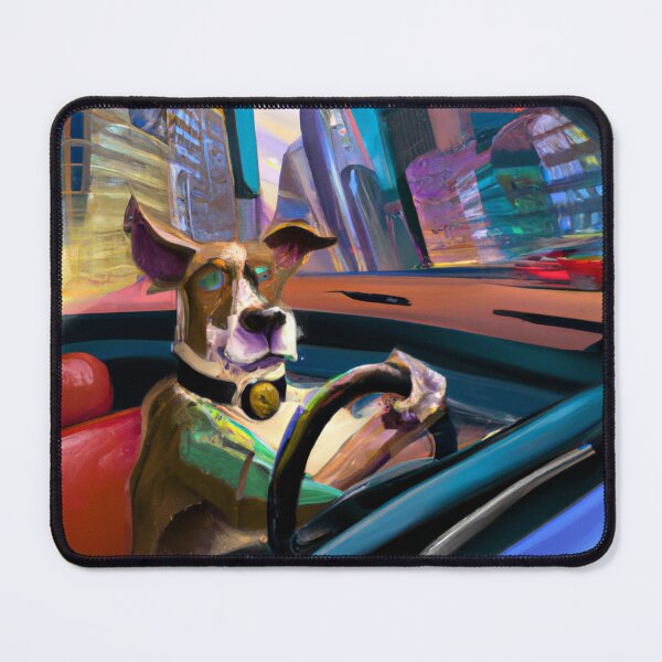 Item preview, Dog driving a car in a futuristic city designed and sold by Zestpond.
