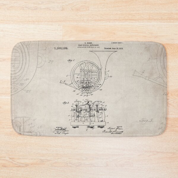 Item preview, French Horn Patent - Horn Player Art - Antique designed and sold by patentpress.