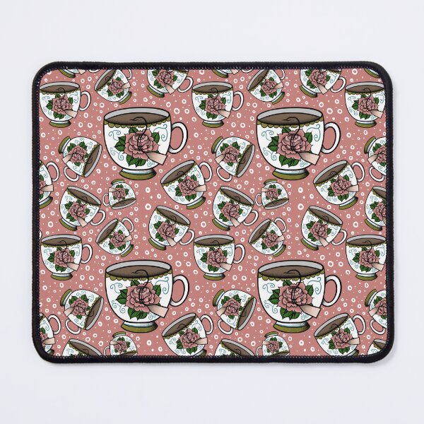 Item preview, Dusty pink rose teacup tattoo pattern designed and sold by littlethistle.