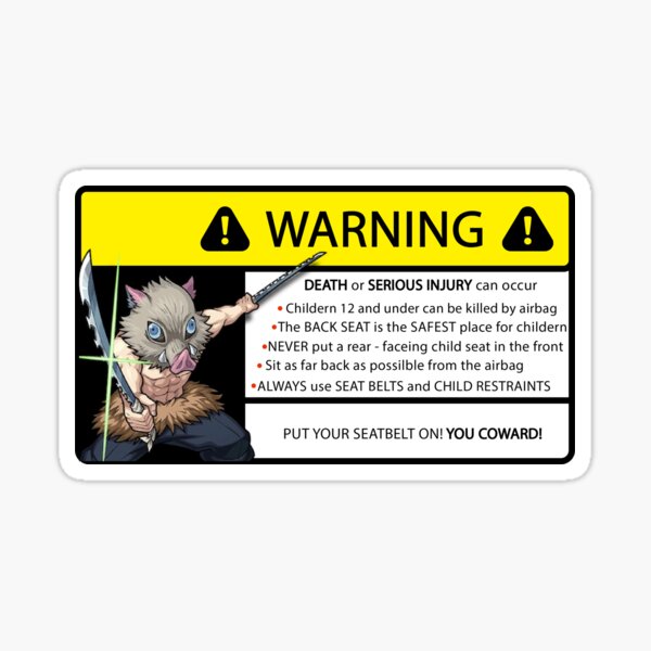 Item preview, inosuke warning sticker designed and sold by tanicodesigns.