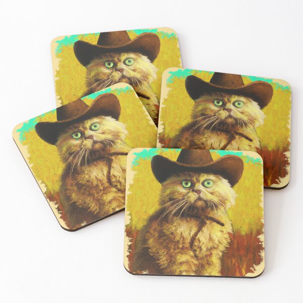 Artikelvorschau, Ölgemälde einer alten Katze mit Cowboyhut 1 entworfen und verkauft von DonutShirts.