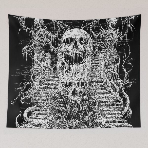 Item preview, Death Skeleton Skull Angel Demon Staircase black white designed and sold by DRK7DSGN.