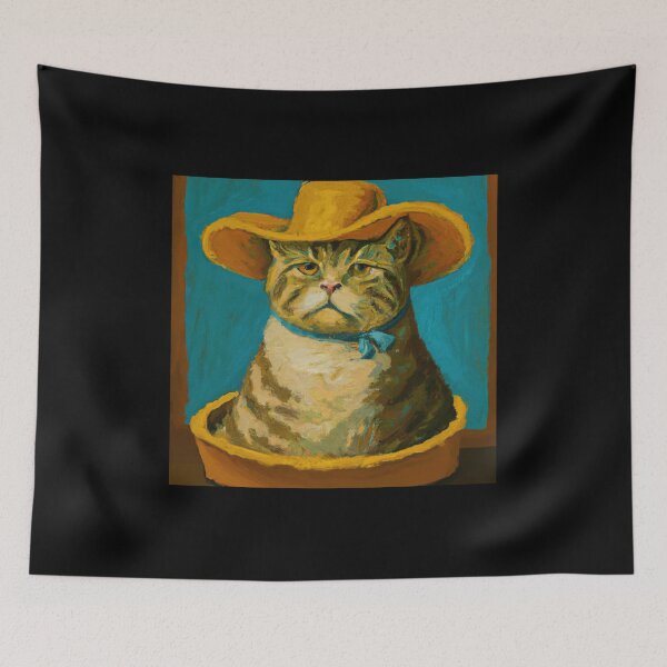 Artikelvorschau, Ölgemälde einer alten Katze mit Cowboyhut 3 entworfen und verkauft von DonutShirts.